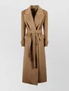 Tagliatore Long Wool Coat Belted At Waist In Brown