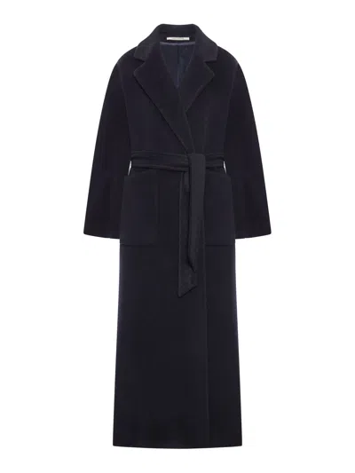 Tagliatore Long Wool Coat In Blue