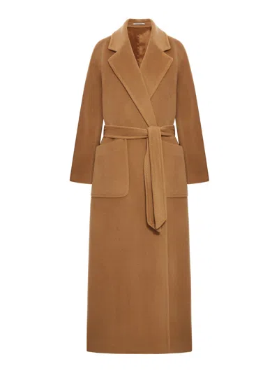 Tagliatore Belted Wool Coat In Brown