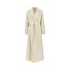 Tagliatore Long Wool Coat With Belt In Neutral