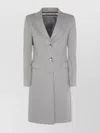 Tagliatore Longline Coat With Button Cuffs And Pockets In Neutral