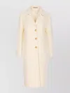 Tagliatore Longline Coat With Notched Lapels And Pockets In Neutral