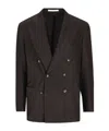 Tagliatore Double-breasted Micro-check Jacket In Brown