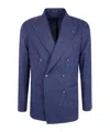 Tagliatore Montecarlo Herringbone-pattern Double-breasted Blazer In Blue