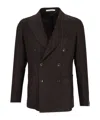 Tagliatore Double-breasted Micro-check Jacket In Brown