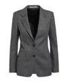 Tagliatore Single-breasted Anthracite Grey Jacket With Houndstooth Pattern In Wool Blend In Gray