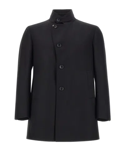 Tagliatore Gordon Mandarin-collar Coat In Black