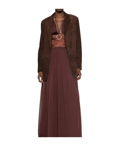 Tagliatore Long-sleeve Leather Jacket In Brown