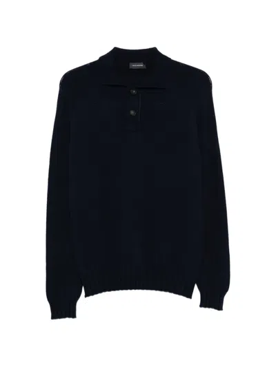 Tagliatore Long-sleeve Polo-collar Sweater In Yellow
