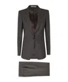 Tagliatore Dark Brown Single-breasted Padded Shoulders Wool-blend Suit In Black