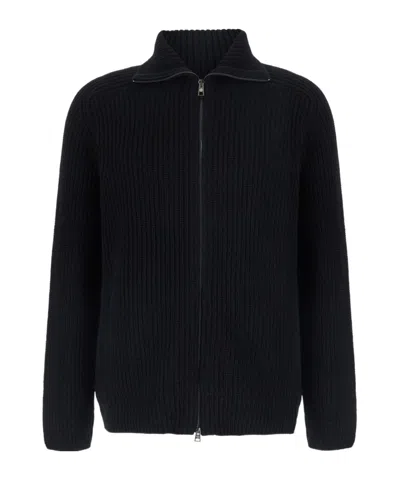 Tagliatore Long-sleeve Zip-up Cardigan In Black