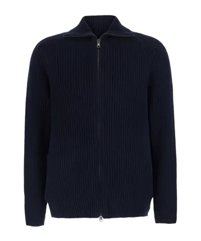 Tagliatore Long-sleeve Zip-up Cardigan In Blue