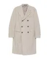 Tagliatore Double-breasted Herringbone-pattern Coat In Neutral