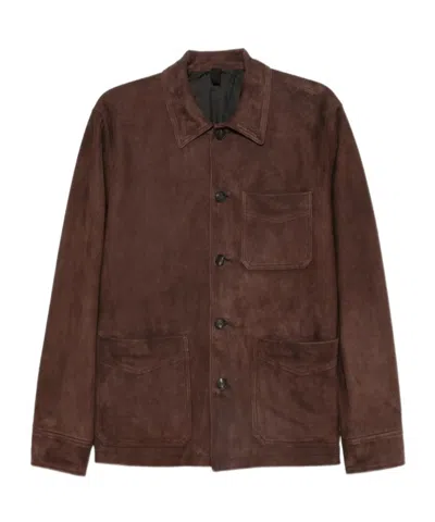 Tagliatore Long-sleeved Shirt Jacket In Brown