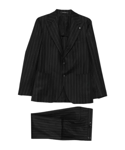 Tagliatore Pinstripe-pattern Single-breasted Suit In Blue