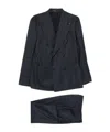 Tagliatore Double-breasted Check Suit In Blue