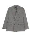 Tagliatore Double-breasted Houndstooth Blazer In Gray