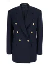 Tagliatore Lorelei Blue Double-breasted Jacket With Notched Revers In Fabric For Women In Green