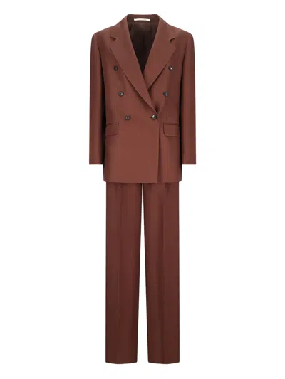 Tagliatore Loreley Double-breasted Suit In Burgundy