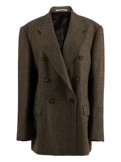 Tagliatore Loreley Houndstooth-pattern Double-breasted Blazer In Brown