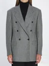 Tagliatore Loreley Double-breasted Wool Blazer With Peak Lapels In Black