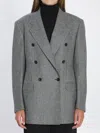 Tagliatore Loreley Double-breasted Wool Blazer With Peak Lapels In Gray
