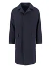Tagliatore Blue Jacket With Classic Collar And Concealed Button Placket In Blue