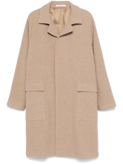 Tagliatore Long Length Trench Coat With Side Pockets In Brown
