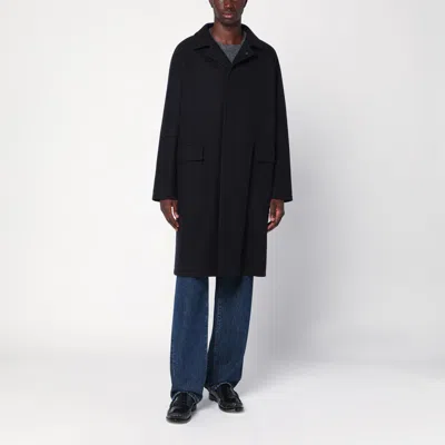 Tagliatore Loyds Coat In Black Tailor In Blue