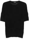 Tagliatore Textured Black Cotton T-shirt With Relaxed Fit In Black