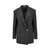 Tagliatore Double-breasted Herringbone Blazer With Notched Lapel In Gray