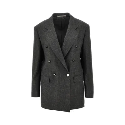 TAGLIATORE LUREX WOOL-BLEND DOUBLE-BREASTED JACKET