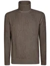 Tagliatore Ribbed Turtleneck Knit Sweater In Brown