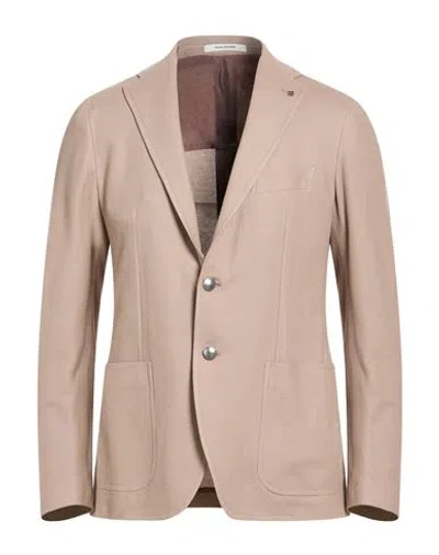 Tagliatore Man Blazer Beige Size 38 Cotton In Animal Print