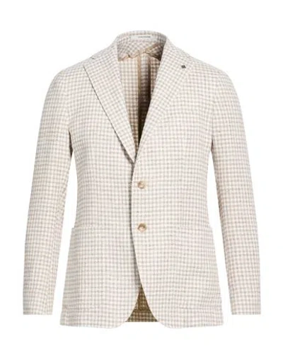 Tagliatore Man Blazer Beige Size 38 Cotton, Silk, Linen, Virgin Wool, Synthetic Fibers In White