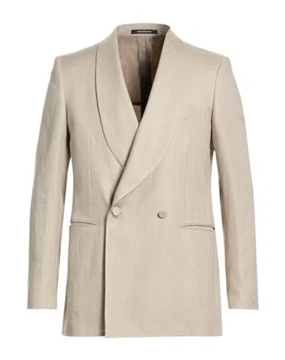 Tagliatore Man Blazer Beige Size 38 Linen In Brown