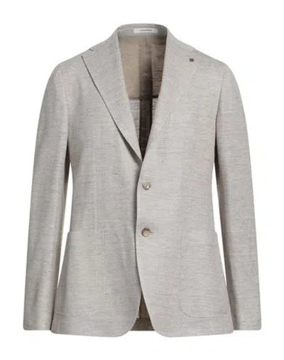 Tagliatore Man Blazer Beige Size 42 Linen, Cotton In Gray