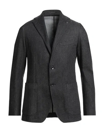 Tagliatore Man Blazer Black Size 38 Cotton, Polyethylene, Polyurethane