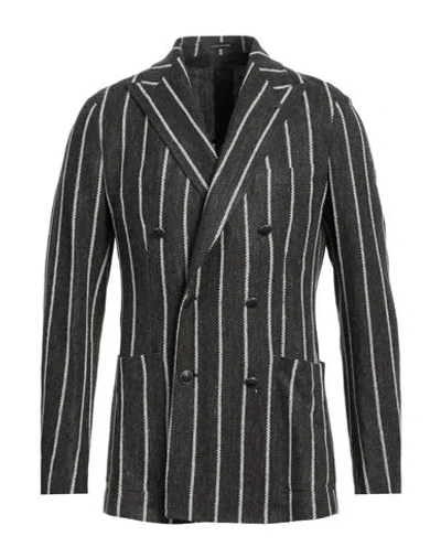 Tagliatore Man Blazer Black Size 38 Linen, Cotton, Polyamide
