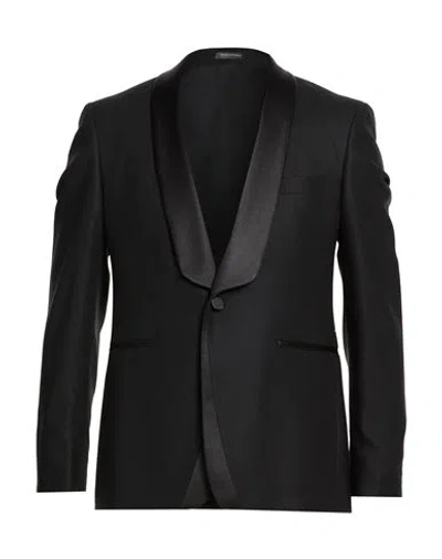Tagliatore Man Blazer Black Size 38 Virgin Wool, Elastane