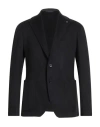 Tagliatore Black Jacket With Classic Revers And Logo Pin In Kashmir Man In Black