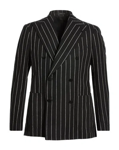 Tagliatore Man Blazer Black Size 40 Linen, Polyamide