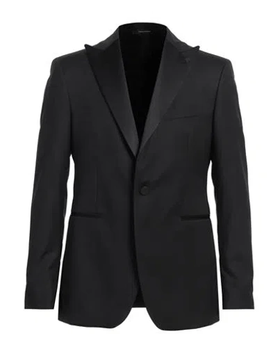 Tagliatore Man Blazer Black Size 46 Virgin Wool, Silk