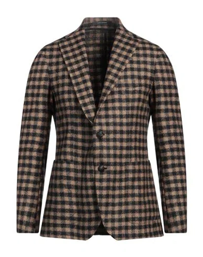 Tagliatore Man Blazer Camel Size 38 Virgin Wool In Beige