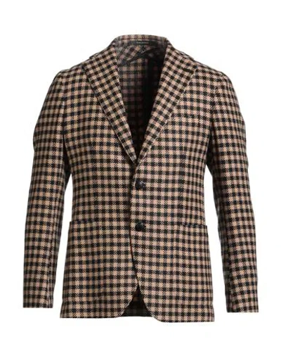 Tagliatore Man Blazer Camel Size 38 Virgin Wool, Polyamide In Brown