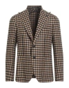 Tagliatore Man Blazer Camel Size 40 Virgin Wool, Polyamide In Gray