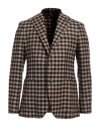 Tagliatore Checkered Front Pockets Long Sleeves Blazers In Beige