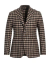 Tagliatore Checkered Front Pockets Long Sleeves Blazers In Beige