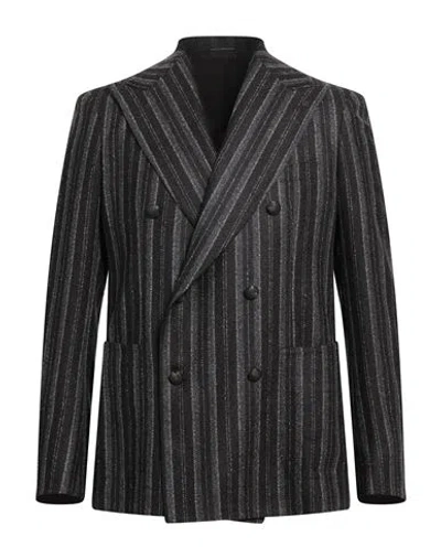 Tagliatore Man Blazer Charcoal Size 40 Virgin Wool, Polyester In Gray
