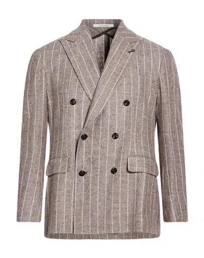 Tagliatore Man Blazer Chocolate Brown Size 38 Linen, Polyamide